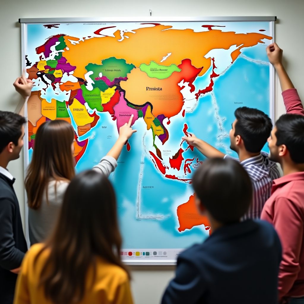 Diverse students planning their study abroad journey